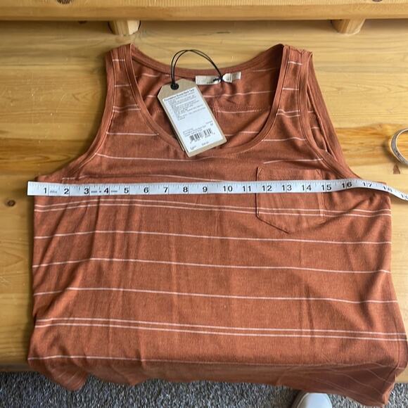 New! prAna Foundation Scoop Neck Tank top Copper Heather Stripe women's M - Picture 11 of 14
